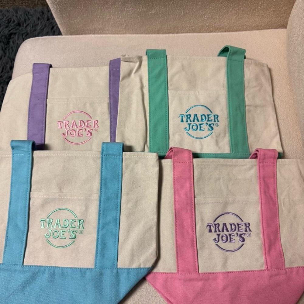 Trader Joes Mini Pastel Canvas Tote Bags